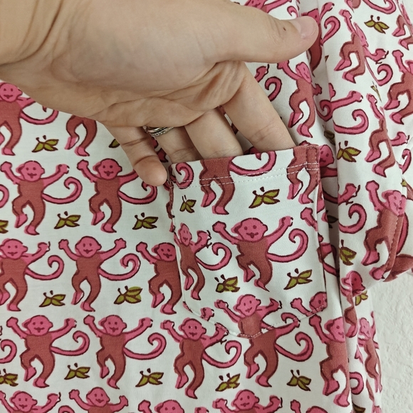 Roller Rabbit Pima Cotton Monkey Printed Short Sleeve Pajama T-shirt Size Small - Picture 9 of 14